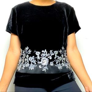 Talbot Short sleeves Black Velvet Top size 6